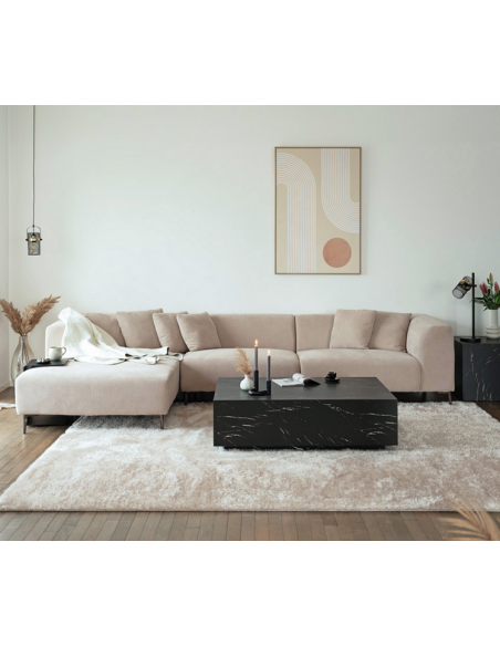 chaiselong sofa venstrevendt stof beige komfortabel