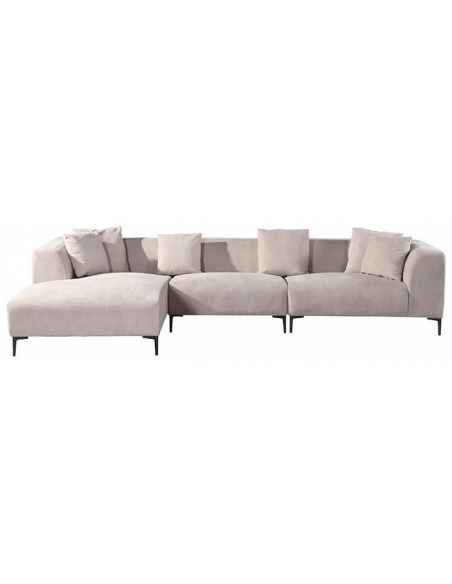 chaiselong sofa venstrevendt stof beige komfortabel