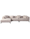 TORINO Venstrevendt chaiselong sofa i polyester 344 x 178 cm - Sølvgrå/Beige