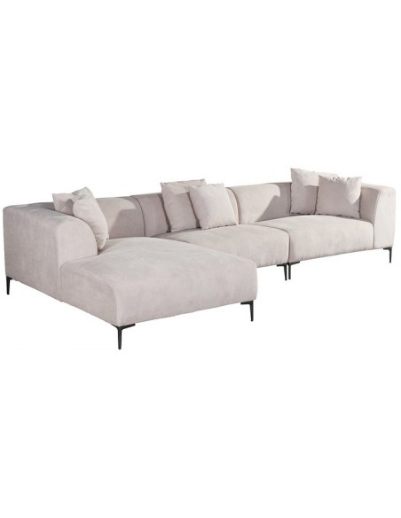 chaiselong sofa venstrevendt stof beige komfortabel