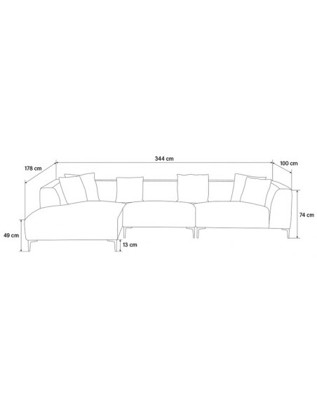 chaiselong sofa venstrevendt stof beige komfortabel