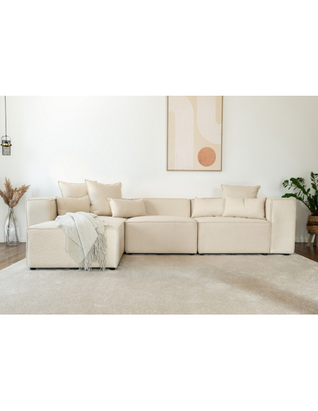 chaiselong sofa modulsofa moduler beige moderne design stof