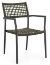 CALETA Sæt med 4 x havestole i aluminium og polyester H86 cm - Charcoal/Grøn