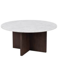 rowico home rundt sofabord i moderne design af egetræ og marmor 2