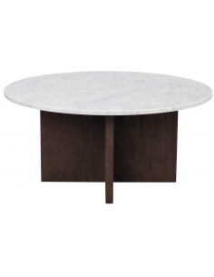 rowico home rundt sofabord i moderne design af egetræ og marmor
