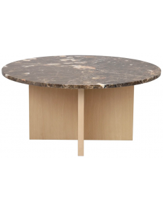 rowico home rundt sofabord i moderne design af egetræ og marmor