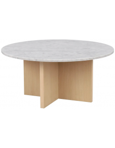 rowico home rundt sofabord i moderne design af egetræ og marmor 2