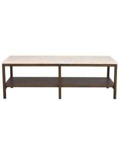 rowico home sofabord i moderne design af egetræ travertin marmor