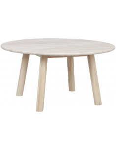 rowico home sofabord i moderne design af egetræ travertin marmor rundt