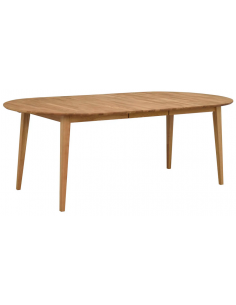 rowico home ovalt spisebord med udtræk i moderne design af egetræ