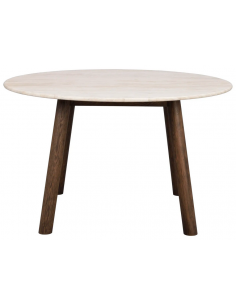 rowico home rundt spisebord i moderne design af egetræ marmor travertin 2