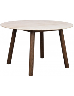 rowico home rundt spisebord i moderne design af egetræ marmor travertin