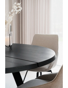 rowico home rundt spisebord i moderne design af egetræ plankebord 160 sort 2