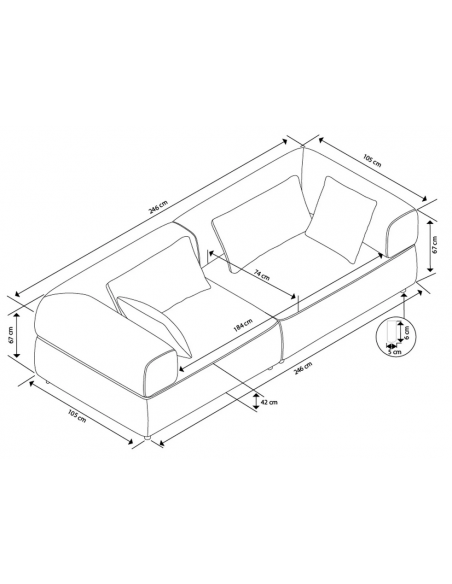 sofa til 3 personer i lys beige stof komfortabel design