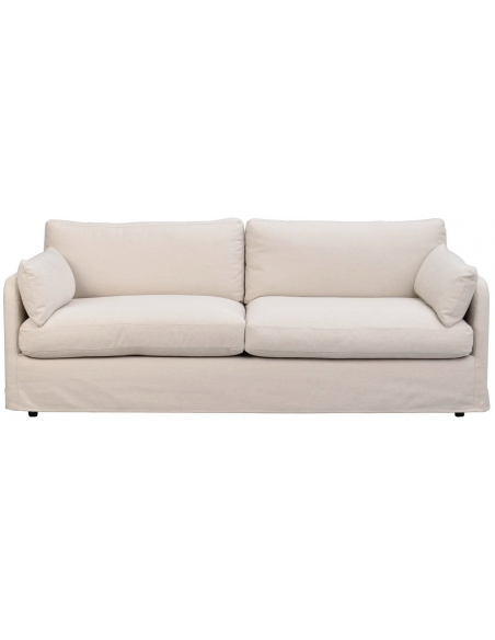 sofa til 3 personer i lys beige stof komfortabel design