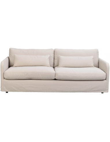 sofa til 3 personer i lys beige stof komfortabel design