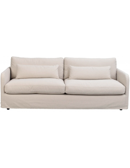 sofa til 3 personer i lys beige stof komfortabel design