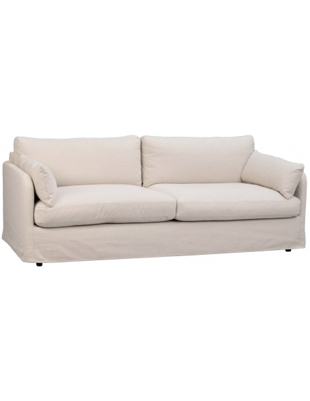 sofa til 3 personer i lys beige stof komfortabel design