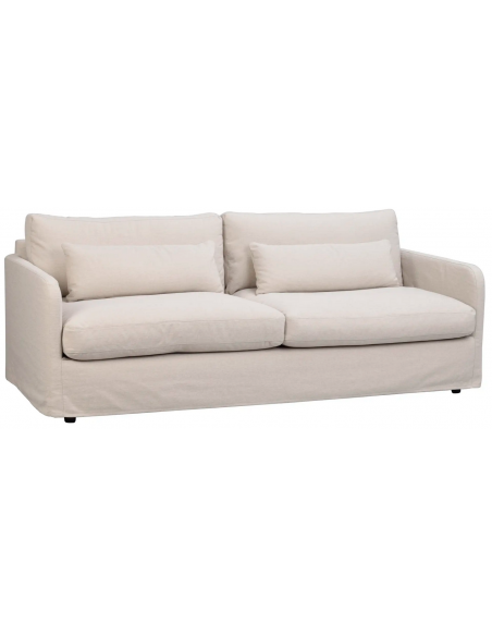 sofa til 3 personer i lys beige stof komfortabel design