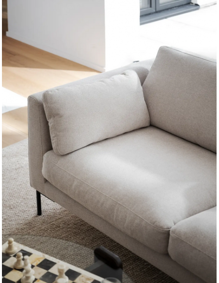 chaiselong sofa til 3 personer i lys beige stof komfortabel design chaiselongsofa