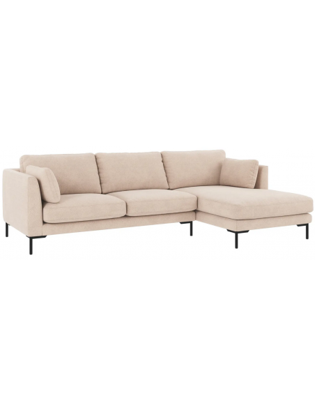 chaiselong sofa til 3 personer i lys beige stof komfortabel design chaiselongsofa