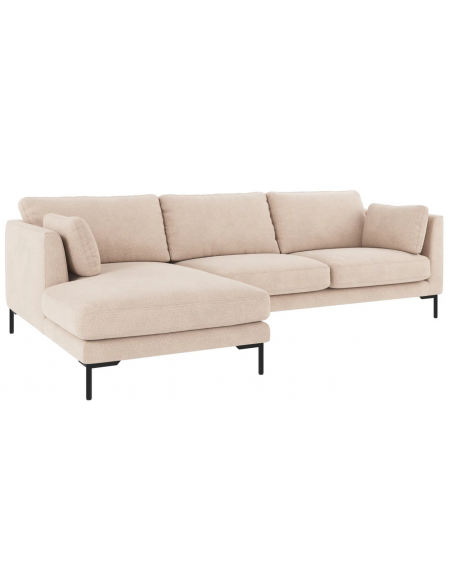 chaiselong sofa til 3 personer i lys beige stof komfortabel design chaiselongsofa