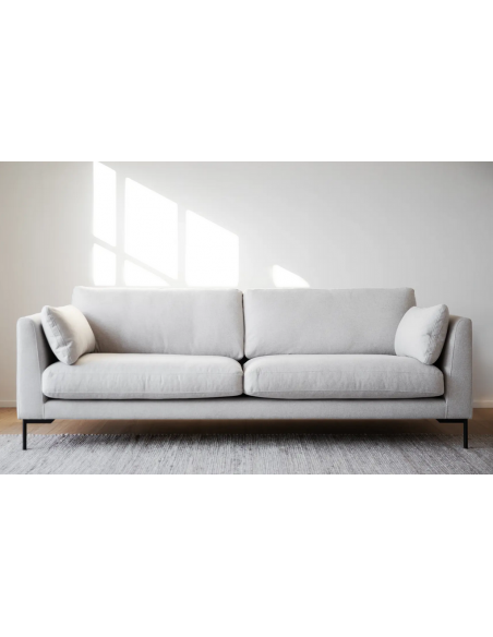 sofa til 3 personer i lys beige stof komfortabel design