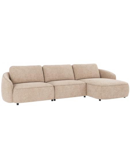 chaiselong sofa til 3 personer i lys beige stof komfortabel design chaiselongsofa