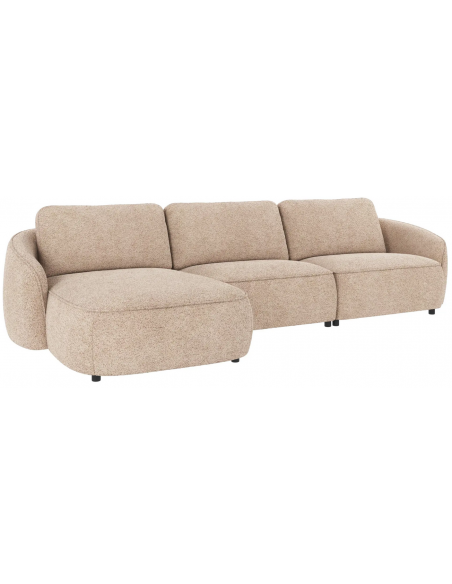 chaiselong sofa til 3 personer i lys beige stof komfortabel design chaiselongsofa