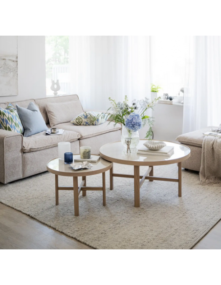 sofa til 3 personer i beige stof komfortabel design