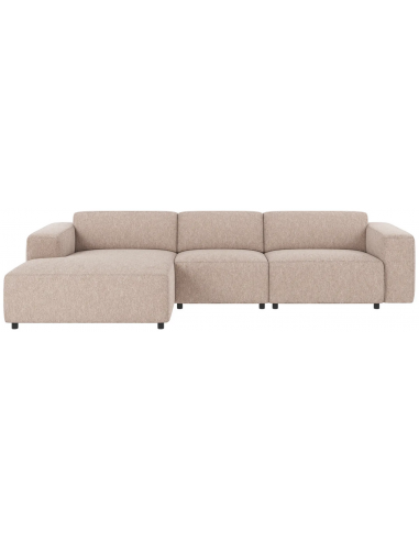 chaiselong sofa til 3 personer i lys beige stof komfortabel design chaiselongsofa