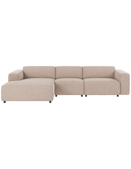 chaiselong sofa til 3 personer i lys beige stof komfortabel design chaiselongsofa