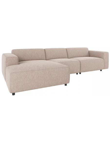 chaiselong sofa til 3 personer i lys beige stof komfortabel design chaiselongsofa