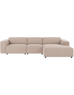 chaiselong sofa til 3 personer i lys beige stof komfortabel design chaiselongsofa