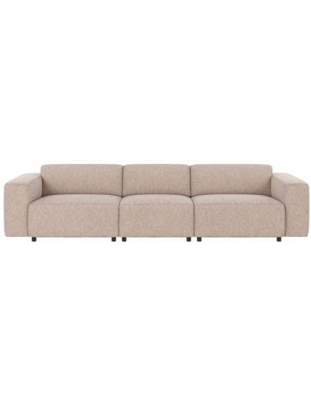 sofa til 4 personer i lys beige stof komfortabel design