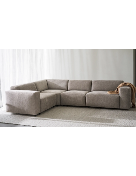 hjørnesofa i beige stof komfortabel design