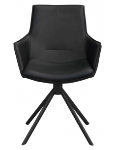 spisebordsstol med drejefod og armlæn sort ægte læder drejefunktion 2