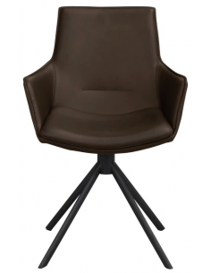 spisebordsstol med drejefod og armlæn brun ægte læder drejefunktion 2