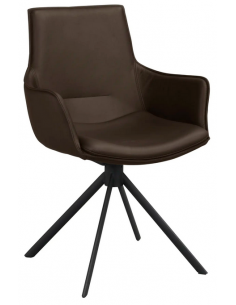 spisebordsstol med drejefod og armlæn brun ægte læder drejefunktion