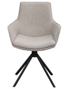 spisebordsstol med drejefod og armlæn grå stof drejefunktion 2