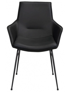 spisebordsstol armlæn sort ægte læder 2