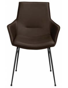 spisebordsstol armlæn brun ægte læder 2