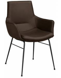 spisebordsstol armlæn brun ægte læder