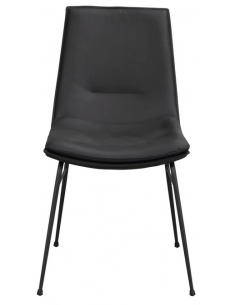 spisebordsstol sort ægte læder 2