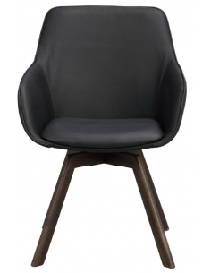 spisebordsstol med drejefod og armlæn sort ægte læder drejefunktion 2