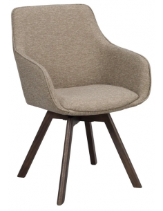 spisebordsstol med drejefod og armlæn beige stof drejefunktion