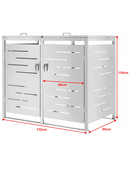 Skraldespandsskjuler stål 2 spande skraldespande affaldsopbevaring