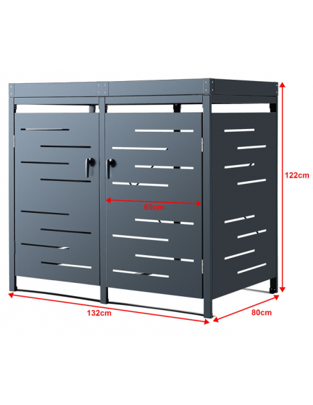 Skraldespandsskjuler stål 2 spande skraldespande affaldsopbevaring