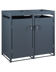 Skraldespandsskjuler stål 2 spande skraldespande affaldsopbevaring