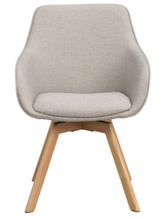 spisebordsstol med drejefod og armlæn beige stof drejefunktion eg egetræ 2